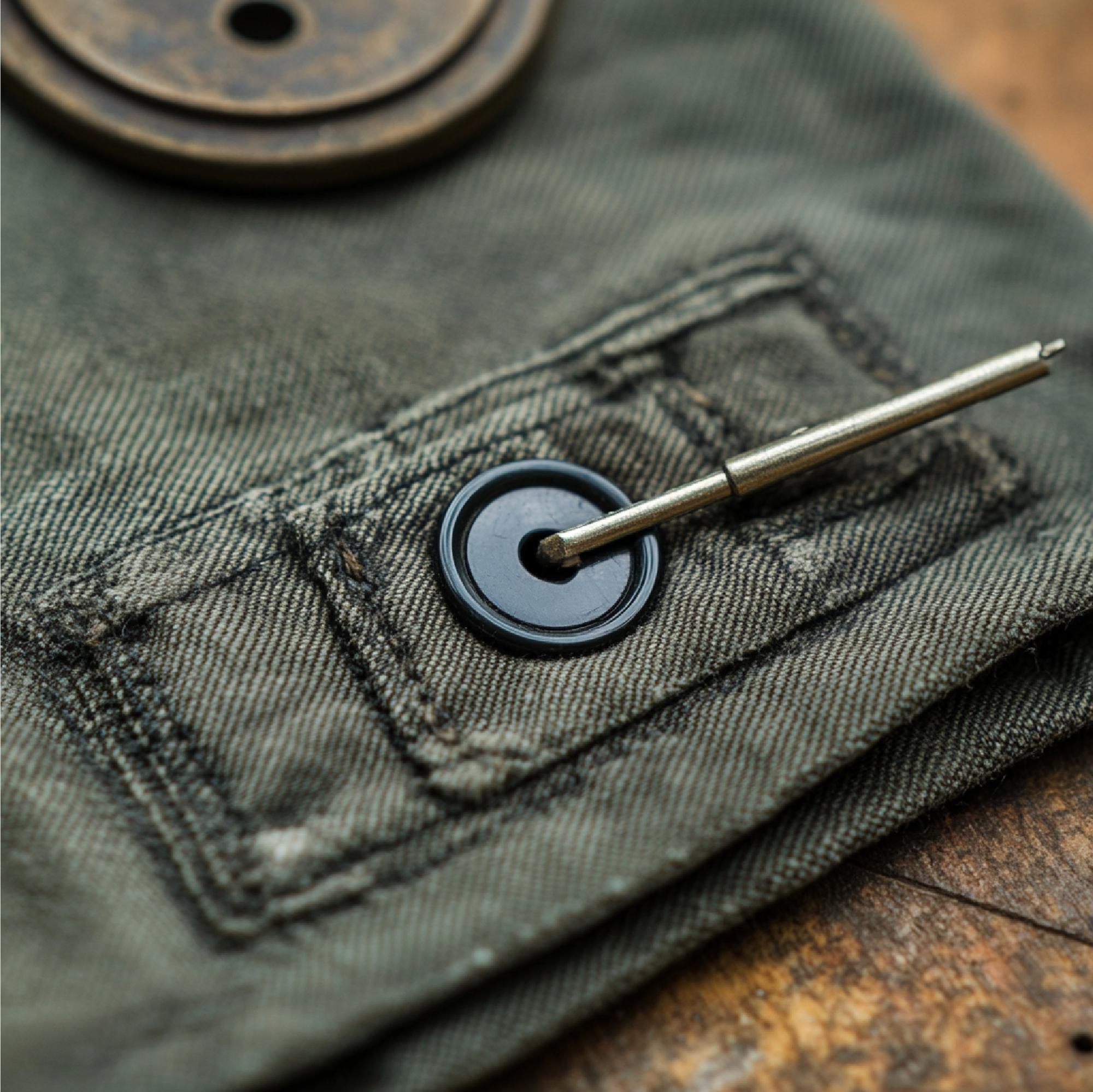Embroidered patch on denim jacket